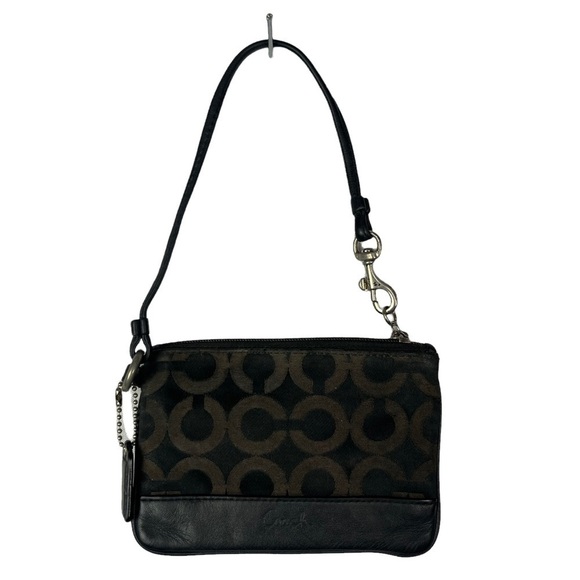 Coach Black Y2K C Logo Leather Fabric Wristlet - Picture 1 of 4